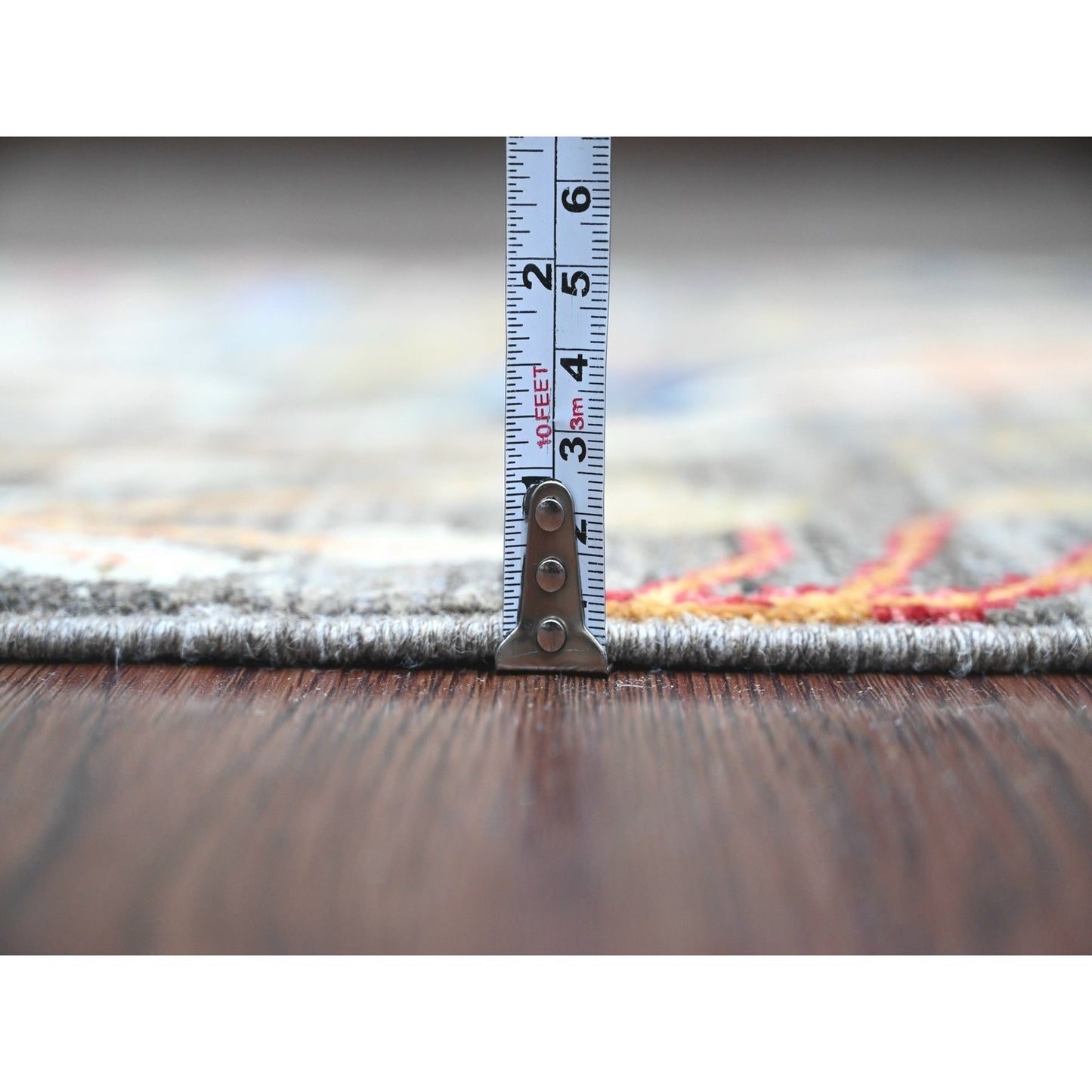 2'8"X5'8" Gray Peshawar Birds Design Hand Knotted Soft Wool Runner Rug