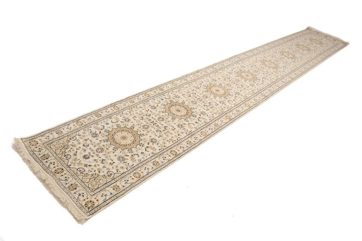 Extra Fine Floral Indo-Nain Runner Rug Oversized