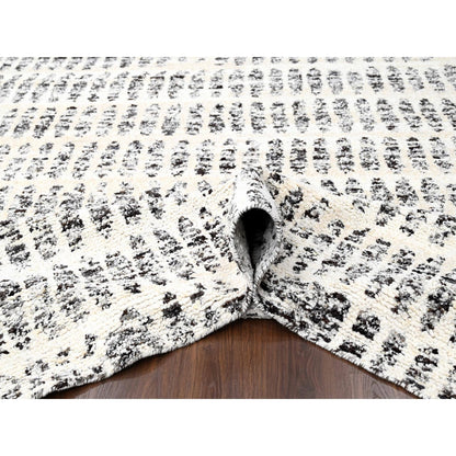 10'2"X13'9" Vivid White Modern Design Wool Hand Knotted Oriental Rug