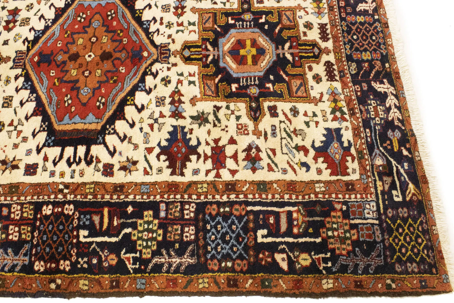 Rare Vintage Oriental Rug Geometric Design Boho