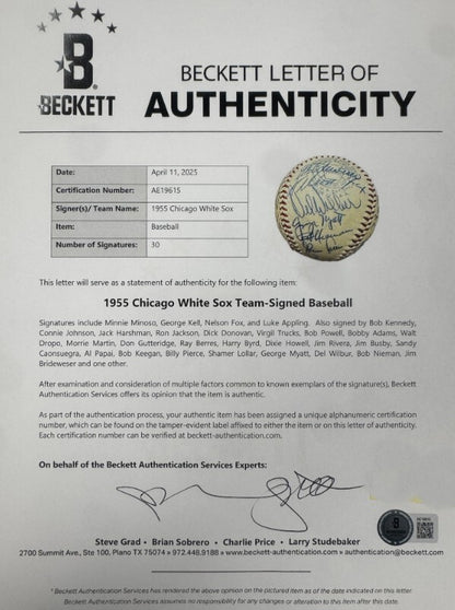 1955 Chicago White Sox Team Signed Baseball (30)