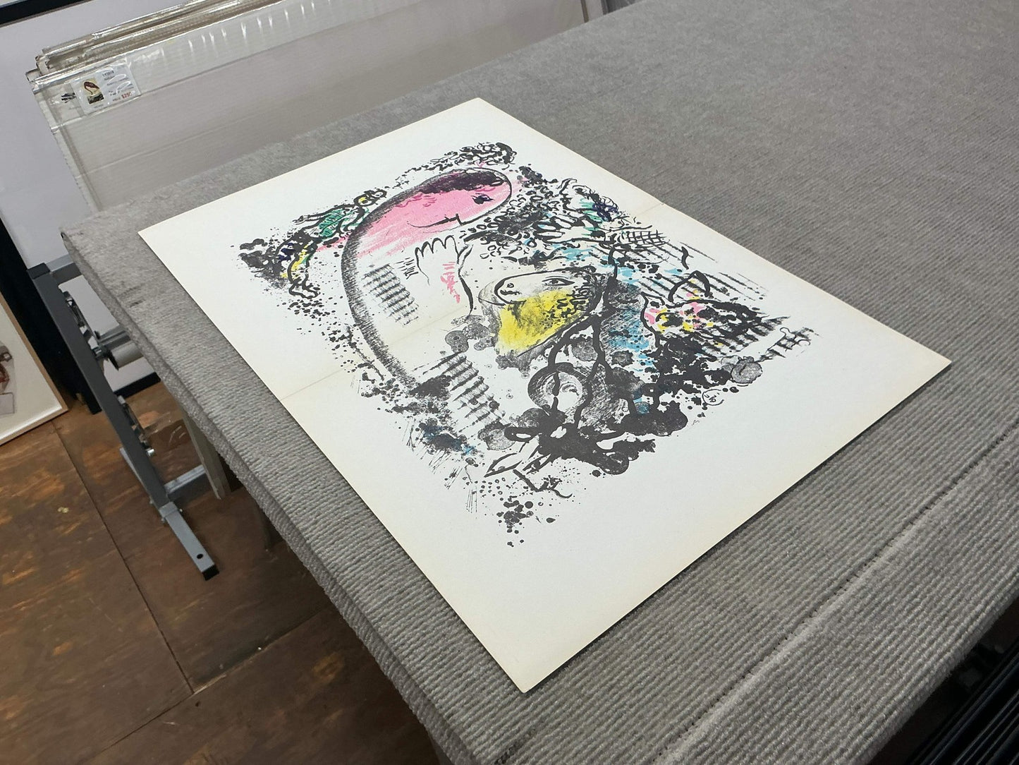 Marc Chagall Reverie " Lithograph Modernism Black & White Pink Ye