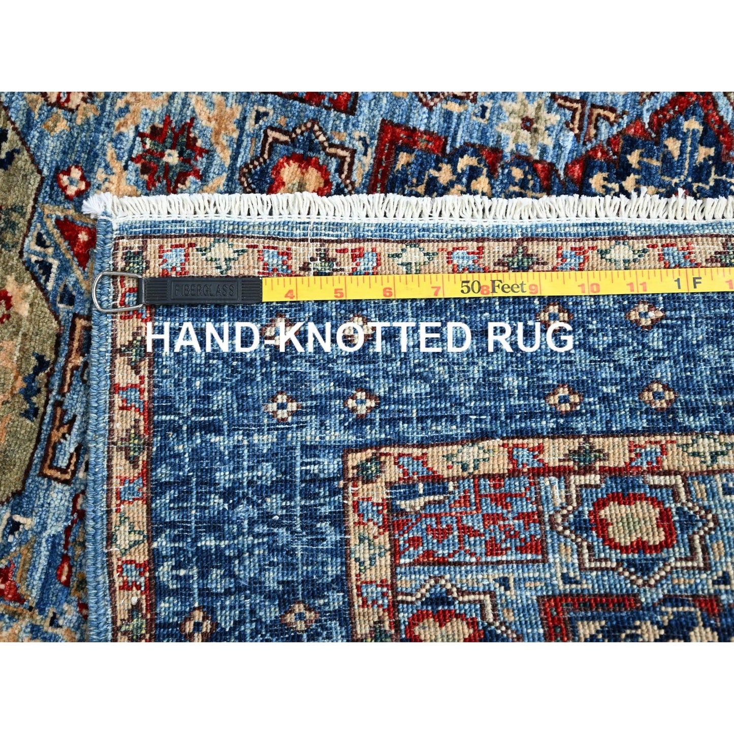 2'8"X15'4" Blue Hand Knotted Mamluk Dynasty Wool Xl Runner Oriental Rug