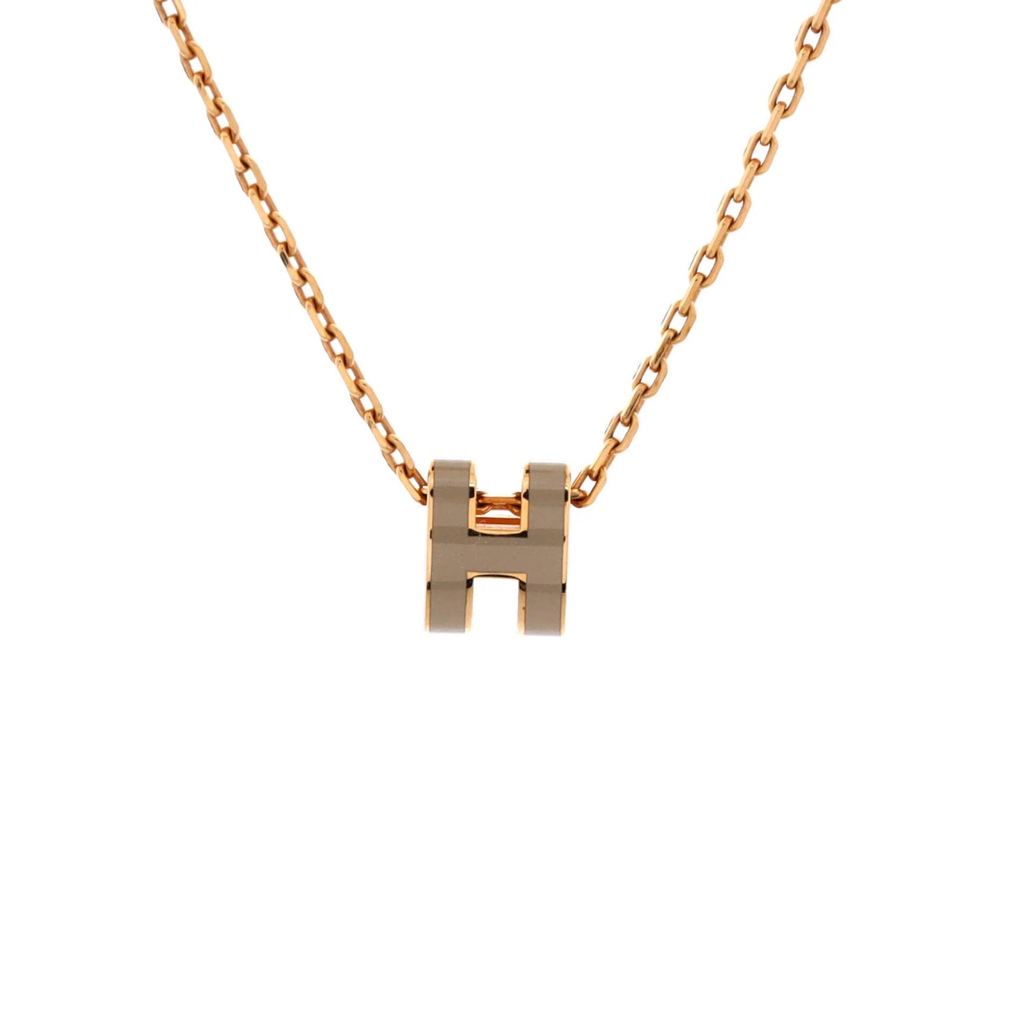 Hermes Pop H Pendant Chain Necklace Metal And Enamel Mini