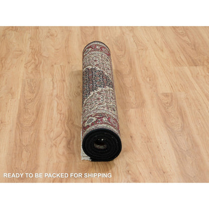 4'1"X6' Rich Black Tebraz Mahi Design 175 Kpsi Hand Knotted Wool Rug