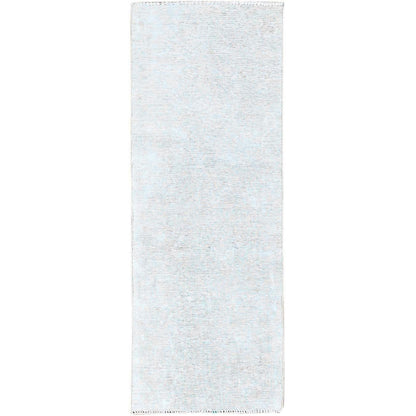 2'1"X5'10" Papyrus White Hand Knotted Wool White Wash Old Tebraz Runner Rug