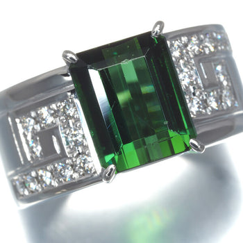 Tasaki Ring Green Tourmaline 4.04Ct Diamond
