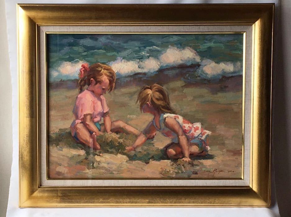 Louise DeMore OPA Original Oil Painting Little Girls Beach Impressionist