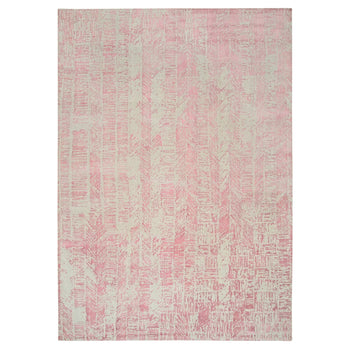 10'X14' Rose Pink Wool And Art Silk Jacquard Hand Loomed Rug