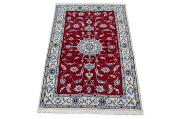 4X7 Ft Handmade Red Oriental Rug Classic