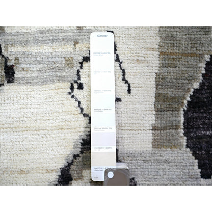 2'7"X9'9" Ivory Moroccan Berber Design Wool Hand Knotted Runner Rug