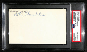 Guy Chamberlin Hof Signed 3X5 Index Card Chicago