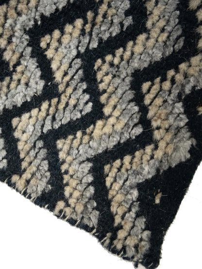 Relief Handmade Geometric Design Large 9X12 Modern Oriental Rug High Low