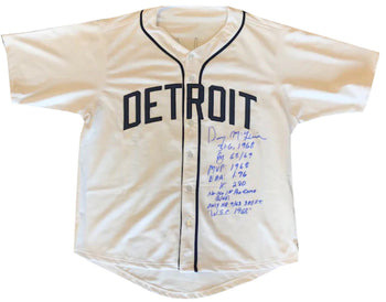 Denny Mclain Autographed Stat Detroit Tigers Jersey