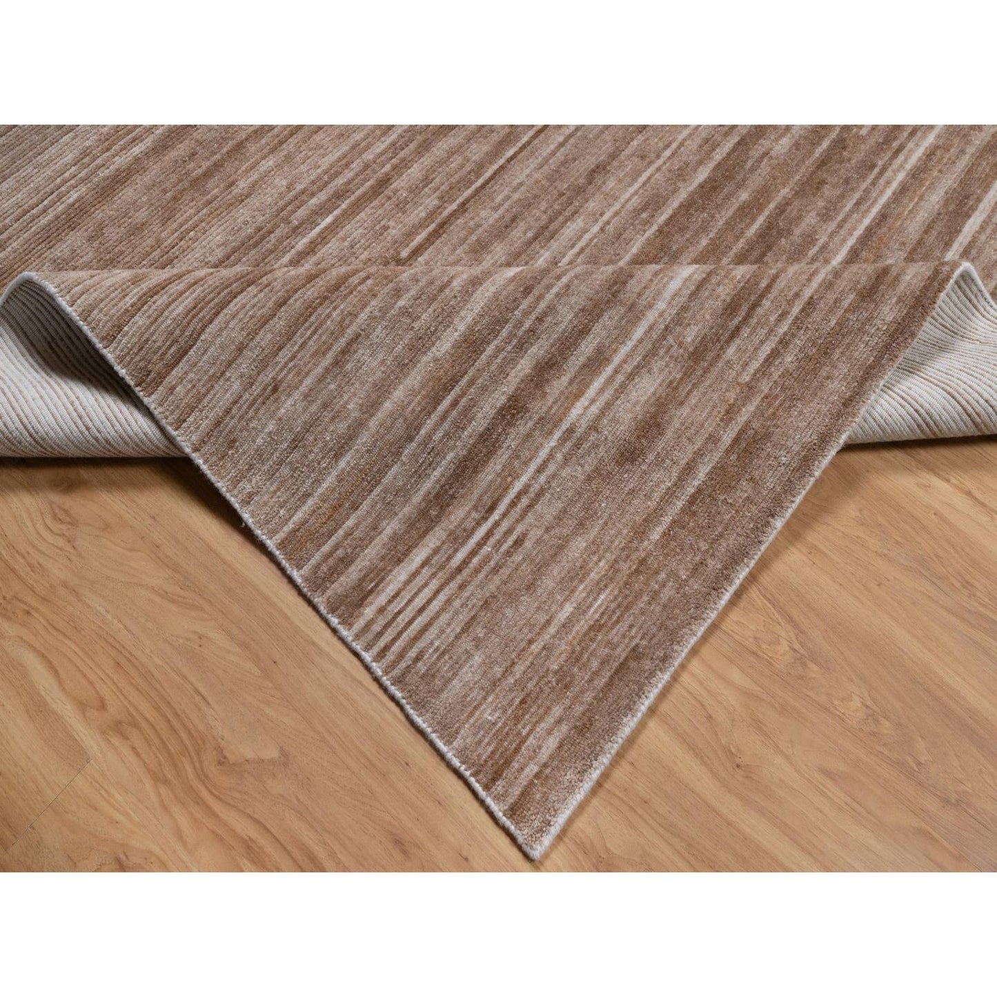 9'1"X12'1" Brown Hand Loomed Rug Modern Design Indoor Outdoor Oriental