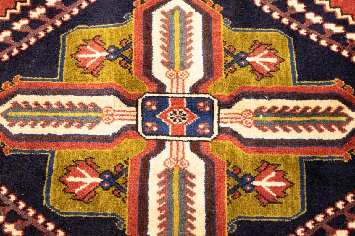 Rug handmade vintage wool oriental carpet 8x12 geometric tribal farmhouse