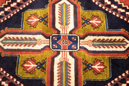 Rug handmade vintage wool oriental carpet 8x12 geometric tribal farmhouse