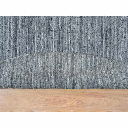 10'X10' Arsenic Gray Wool Modern Striae Round Hand Loomed Oriental Rug