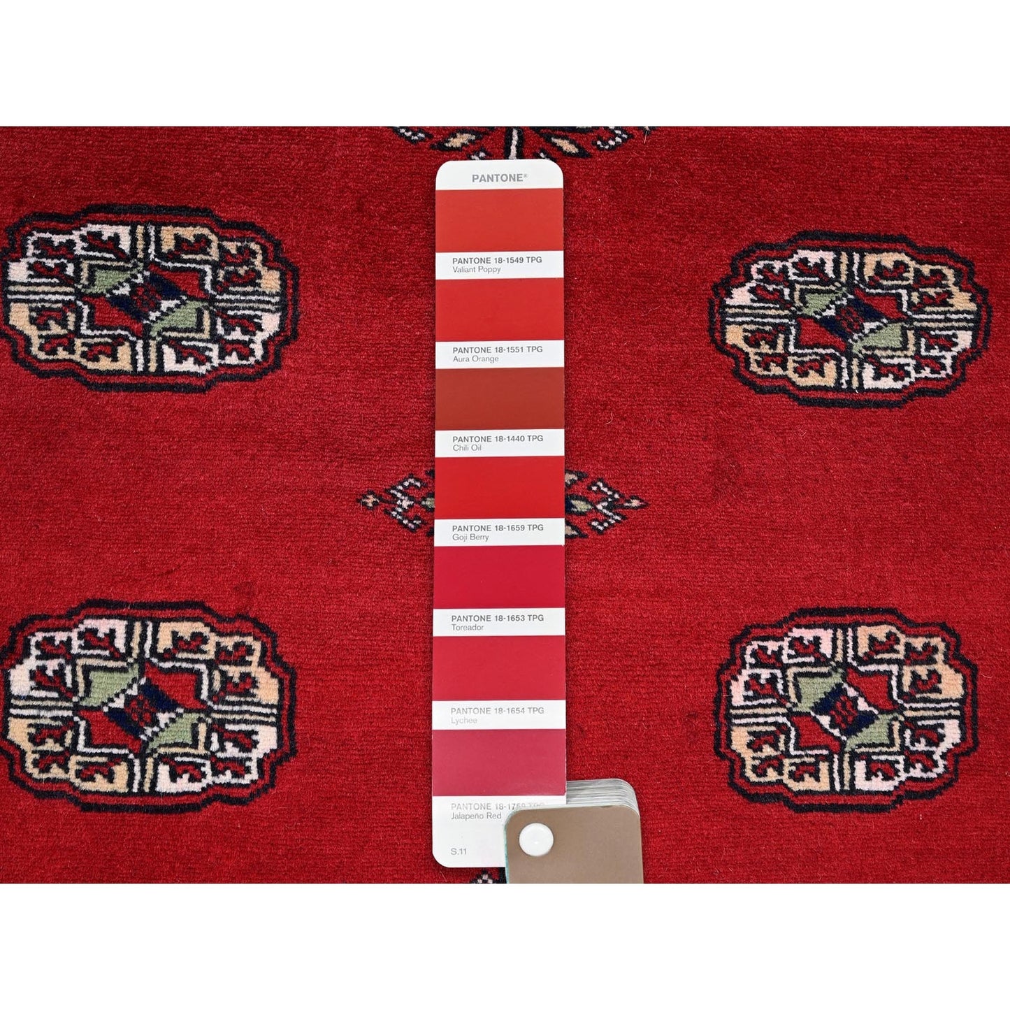 4'1"X6'3" Red Princess Bokara Tribal Medallions Soft Wool Hand Knotted Rug