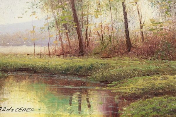 Daz De Cereo Early Spring By The Water Original Oil Painting Spain Signed