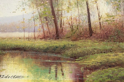 Daz De Cereo Early Spring By The Water Original Oil Painting Spain Signed