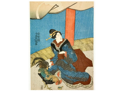 Kunisada Japan Woodblock Prints - 3 Beautiful Women Original Triptych Ukiyoe Edo