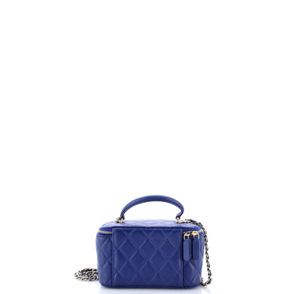 Chanel Classic Top Handle Vanity Case With Chain Quilted Lambskin Small