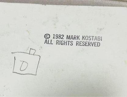 Mark Kostabi 1984 Original Painting Drawing Black Ink On Paper Signed Coa