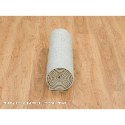 2'6"X10' Gray Fine Jacquard Hand Loomed Wool And Silk Runner Rug