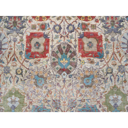 8'3"X10'3" Ivory Hand Knotted Tebraz Vase Silk With Wool Rug