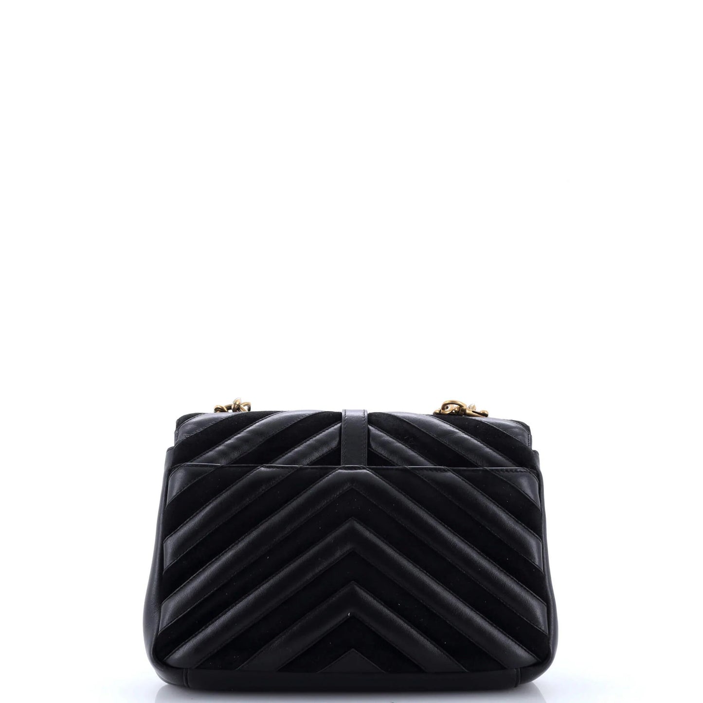 Saint Laurent Classic Monogram College Bag Matelasse Chevron Leather And Suede