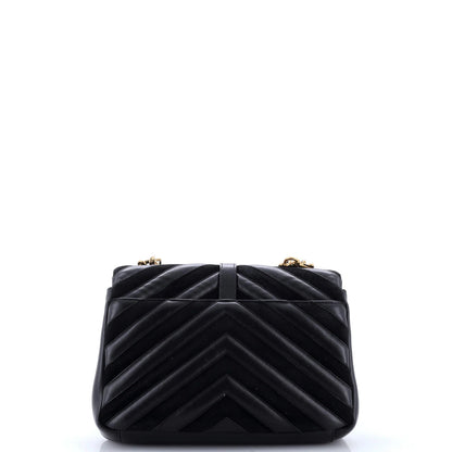 Saint Laurent Classic Monogram College Bag Matelasse Chevron Leather And Suede