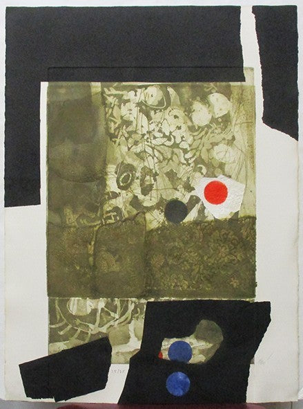 Antoni Clave Carborundum Print Black Dot Red Dot Signed Ed25 Spain Sheet Only