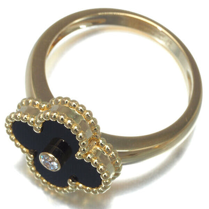 Van Cleef & Arpels Ring Vintage Alhambra Onyx Diamond Eu57 18Kyg