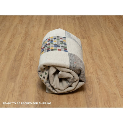 Rug 8'3"x10'2" White Modern Wool Hand Knotted Animal Figurines Lori Buft