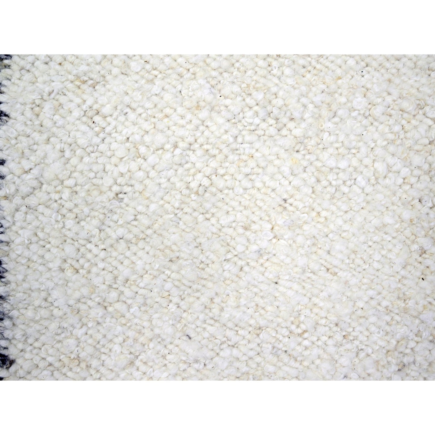 9'3"X12'1" White Moroccan Weave With Line Design Wool Hand Knotted Rug