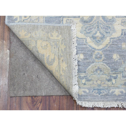 2'8"X7'7" Light Gray, Fine Peshawar, Soft Wool Hand Knotted, Runner Rug