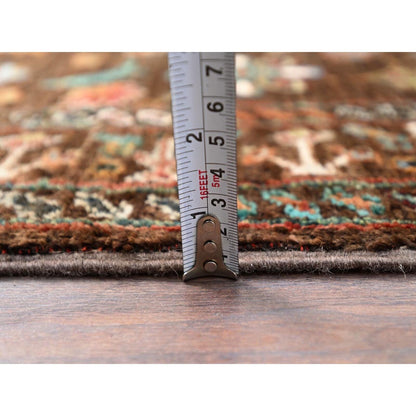 2'8"X8'6" Brown Pure Wool Afghan Sultani Oriental Runner Rug