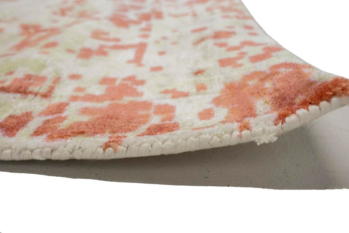 Modern Distressed Oriental Rug Floral Medallion