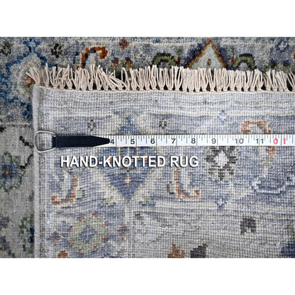 2'6"X23'10" Gray Oushak Floral Motifs Wool Xl Runner Hand Knotted Rug