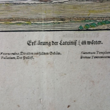 Sebastian Munster Trier Map 1598 Hand-Colored Woodcut Original Cosmographia