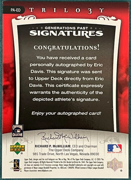 Eric Davis Autographed 2005 Upper Deck Trilogy