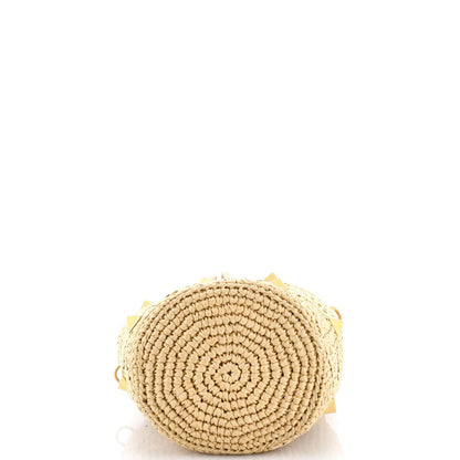 Valentino Garavani Roman Stud Bucket Bag Raffia And Leather