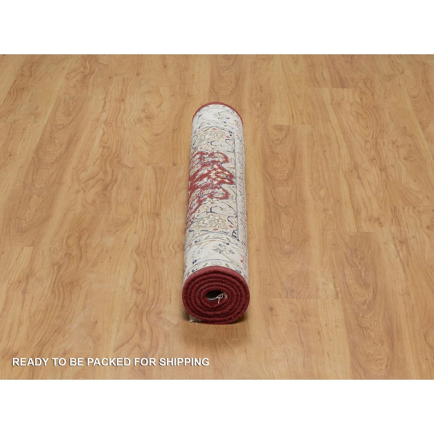 4'X6'1" Red Nain Medallion Design Hand Knotted Wool And Silk 250 Kpsi Rug