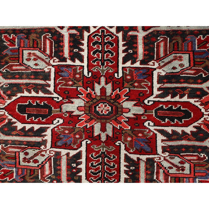 7'9"X10'10" Red Pure Wool Hand Knotted Vintage Zoroastrian Heris Rug