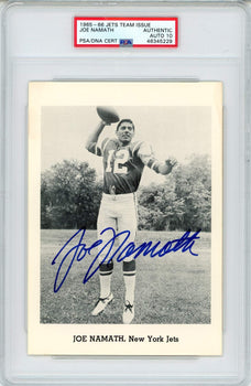 Joe Namath Autographed 1965/66 Jets Team Issue Photo Rookie Card (Psa)