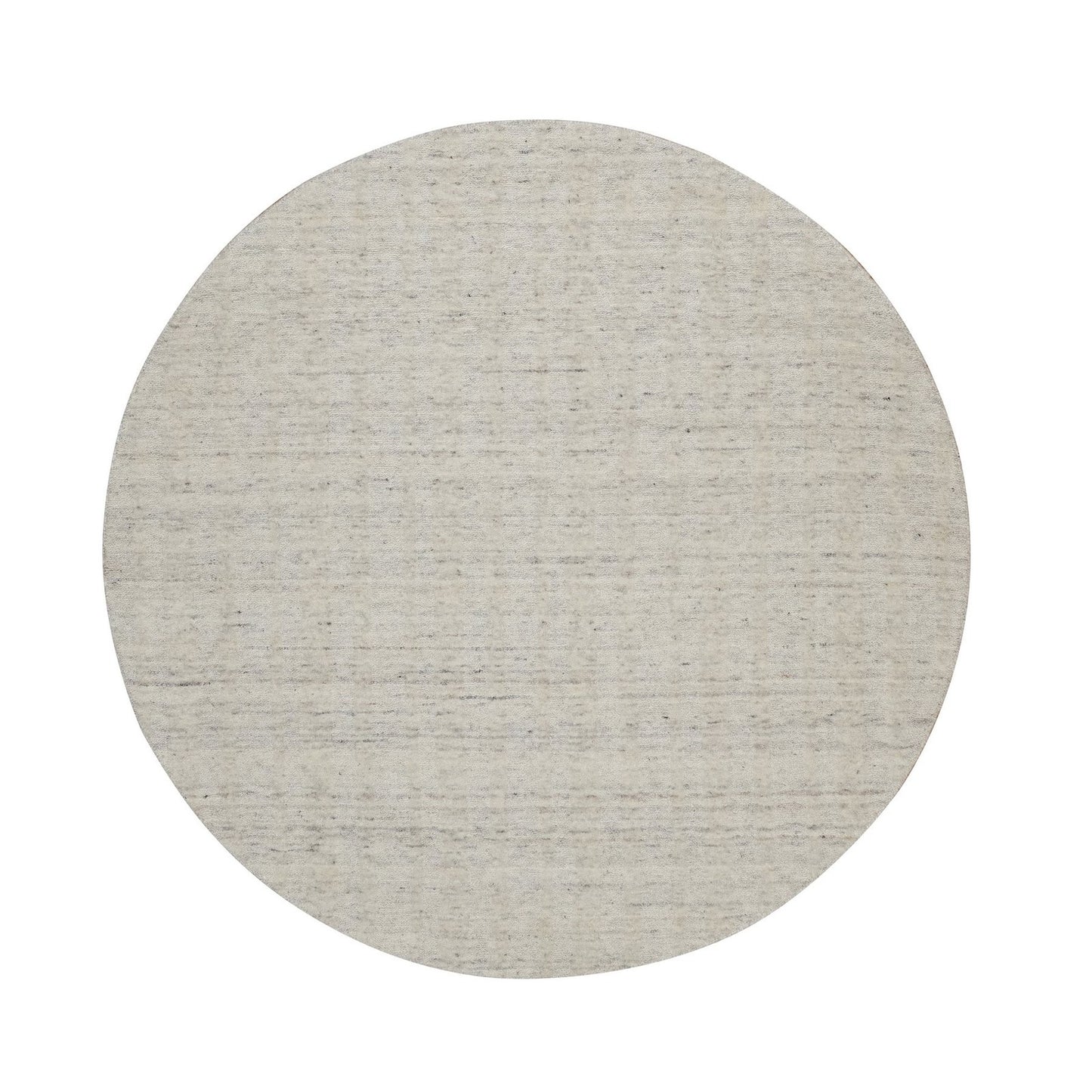 6'X6' Ivory Vertical Stripes Design Natural Wool Hand Loomed Round Rug