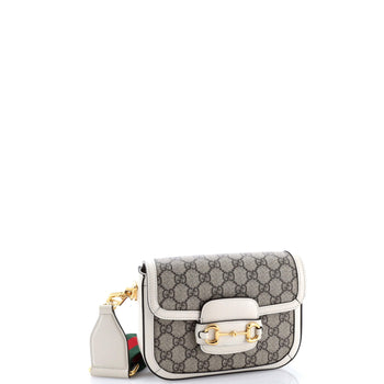 Gucci Horsebit 1955 Shoulder Bag Gg Coated Canvas With Leather Mini