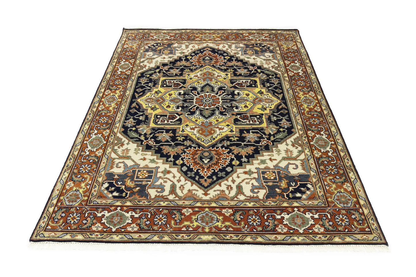 8X10 ft Handmade Serapi Oriental Rug Floral Boho Farmhouse Style Wool Carpet