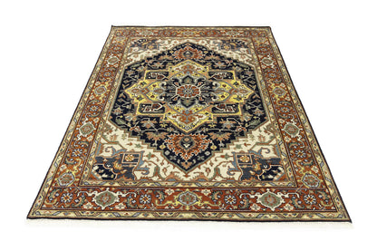 8X10 ft Handmade Serapi Oriental Rug Floral Boho Farmhouse Style Wool Carpet